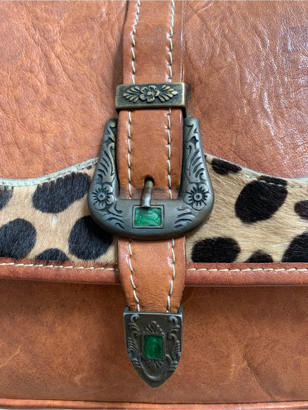 Bloomingdale's Vintage Leather Crossbody with Leopard Haircalf Accent